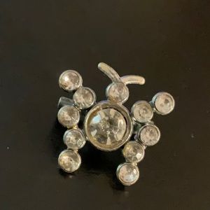 Butterfly Silvertone Clear Rhinestones Small Tiny Pin Brooch Spring 3/4" x 3/4"